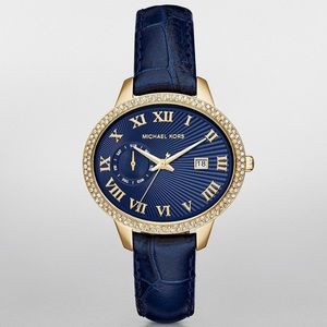 NEW Michael Kors Parker  Wrist Ladies Women Watch Blue Crystal